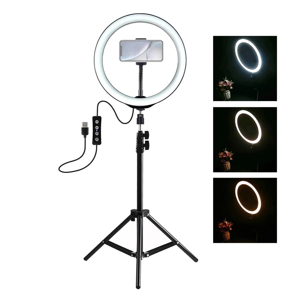 LED Ring Light With Tripod LED Rim Of Lamp Selfie Light USB 5V Bulb 10 Inch  Heart Ring Light For Makeup Video Live Youtube Phone - AliExpress