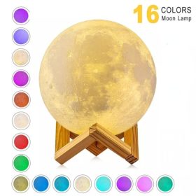 RGB Moon Lamp With Wooden Stand