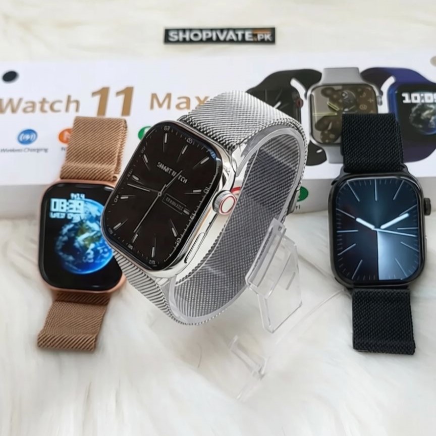 Watch 11 Max Stainless Steel Smartwatch – Magnetic Chain Edition - Image 5